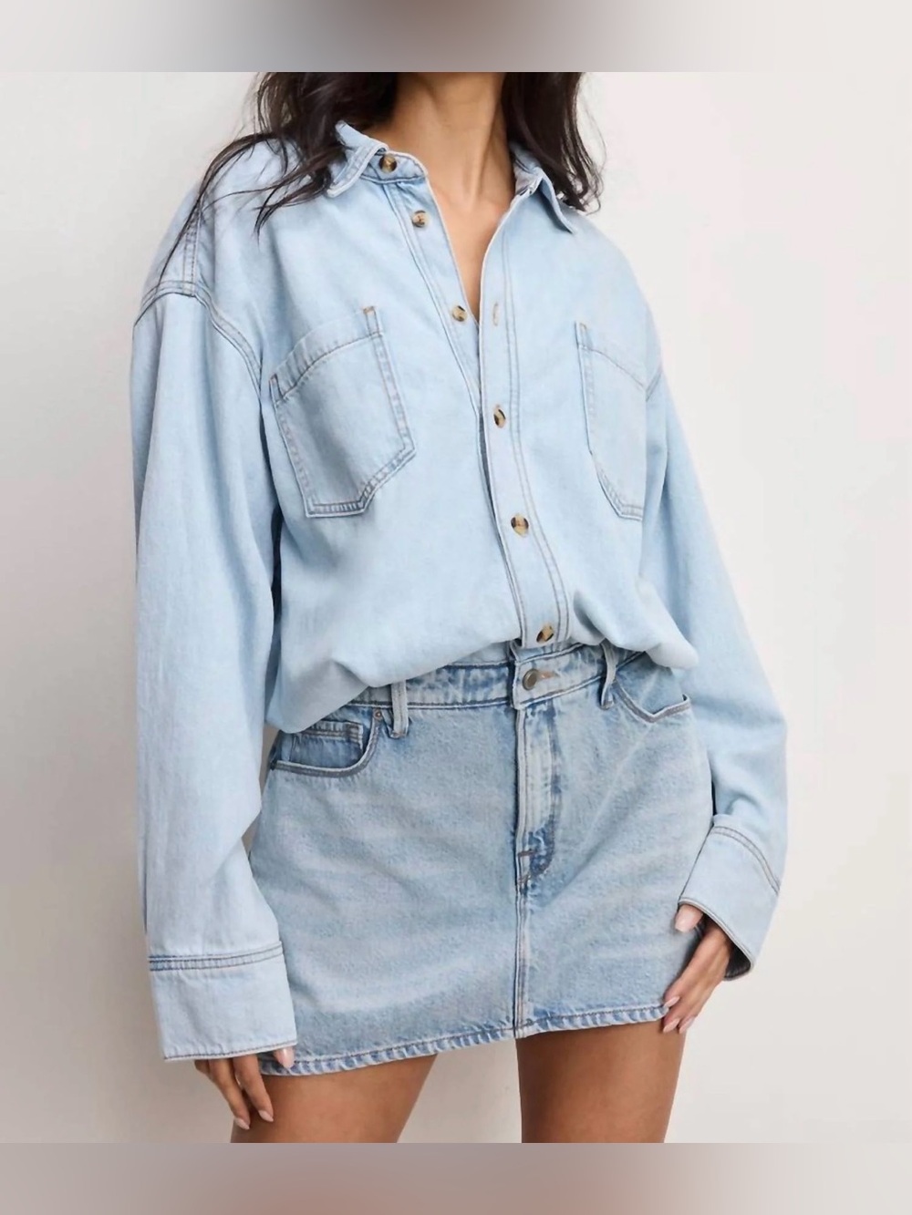 NWT Good American Denim Mini Shirt Dress Long Sleeve - Sz 4X